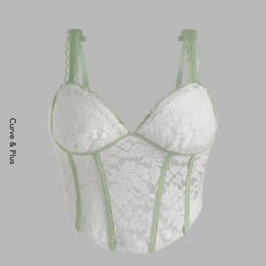 cider green and white plus size corset